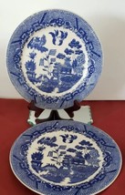 Blue Willow Porcelain Dinner Plates Japan 100 Years Old  - $13.93