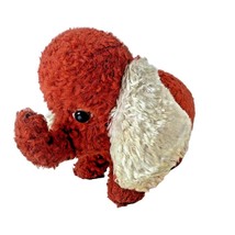 Mohair Red Elephant Plush Toy Good Luck Trunk Up Floppy Ears Wood Eyes Vintage - £19.78 GBP