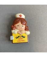 Vintage 1983 Enesco NURSE  MERRY CHRISTMAS Brooch Pinback - $9.46