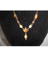 2028 Marked  Amber Rhinestone Choker Necklace - $25.38 CAD