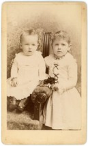 Circa 1880&#39;S Id&#39;d Cdv Of Adorable Little Kids, Brother And Sister In White - £7.46 GBP