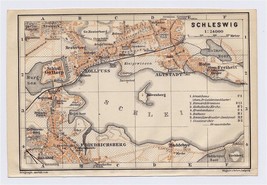 1904 Original Antique City Map Of Schleswig / SCHLESWIG-HOLSTEIN / Germany - £16.86 GBP