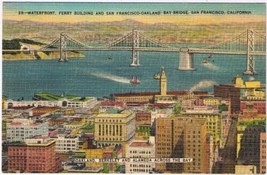 Postcard Waterfront Ferry Building San Francisco Oakland Bay Bridge California - $3.95