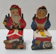 2 Vintage Wooden Christmas Ornaments Santa And Mrs. Claus Painted Chairs  - £16.03 GBP