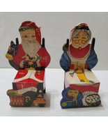 2 Vintage Wooden Christmas Ornaments Santa And Mrs. Claus Painted Chairs  - £16.02 GBP