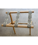Vintage Scheibe Wooden Folding Luggage Suitcase Rack Stand Tapestry Straps - €93,93 EUR