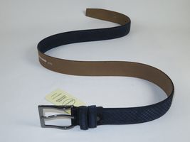 Men Genuine Basket weave Suede Soft Leather Belt PIERO ROSSI Turkey # 1002 Navy image 5
