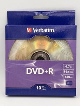 Verbatim DVD+R Discs Pack of 10 4.7 GB 120 Min 16 X Speed Brand New Blank DVD - $7.84