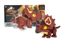 Jurassic World Snap Squad Camp Cretaceous Red Triceratops 3&quot; Figure NIP - £6.99 GBP