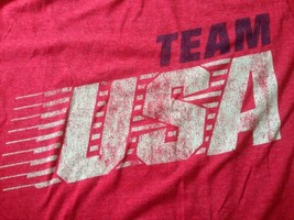 Team USA Olympic Committee Faded Distressed Vtg Style Cotton Blend T-Shi... - $16.99