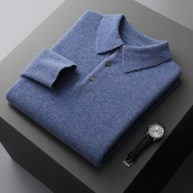 Solid Color Men&#39;s Polo Collar Thick Cashmere Sweater Loose Casual Knitte... - £46.21 GBP+