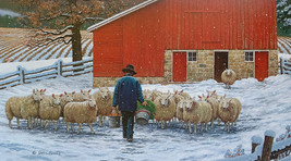 Potluck John Sloane Winter Snow Sheep Fridge Magnet 2.5&#39;&#39;x4.5&quot; NEW - £2.84 GBP