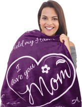 Presents For Mom, I Love You Mom Blanket, Throw Blanket 65&quot; X 50&quot; (Purple), - £28.79 GBP