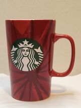 Starbucks 2014 Coffee Tea Cup Mug Ceramic Tall 16 oz Green Mermaid Logo Red - $18.80