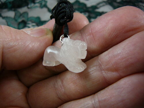 (an-lion-3) LION PINK QUARTZ carving Pendant NECKLACE FIGURINE gem - $7.70