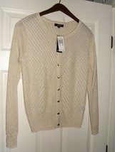 New Premise M Sweater Winter Soiree Gold/Sea Pearl Ivory Metallic Sweate... - $34.60