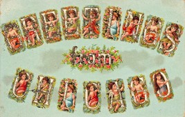 Greetings From Chicago~Large Letter Spelled With CHERUBS~1910s Postcard - £6.93 GBP