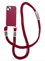 Anymob iPhone Red Crossbody Lanyard Neck Strap Cord Case Matte Soft Silicone  - £23.04 GBP
