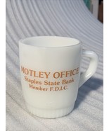 Vintage Fire King white glass mug anchor hocking Staples State Bank Motl... - $96.84 CAD
