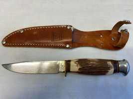 Monarch 2111 Bowie Knife With Leather Sheath Made In Japan - £63.67 GBP