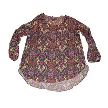 Zac and Rachel Blouse Womens 2X Purple Paisley Long Slit Sleeves Layers ... - $14.99