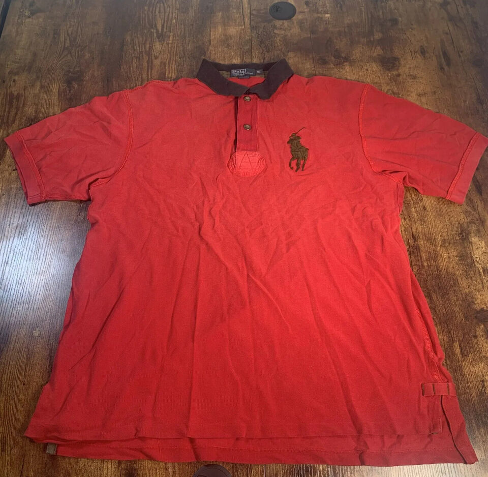 POLO by Ralph Lauren Big Pony S/S Snap Button Rugby Polo Shirt XLT Red  Vented - $24.74