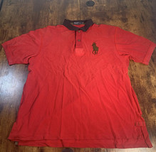 POLO by Ralph Lauren Big Pony S/S Snap Button Rugby Polo Shirt XLT Red  ... - £19.54 GBP