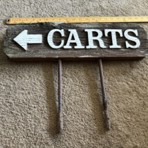 Vintage wood  CARTS sign  Golf Course Advertising Double Sided - £113.69 GBP