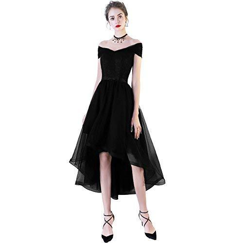 Custom Made Lace High Low Off The Shoulder Corset Prom Homecoming Dresses Black