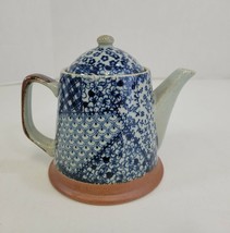Pottery Blue &amp; White Individual Teapot Set With Infuser Mesh Basket - £20.96 GBP