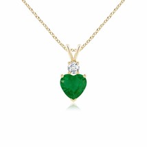 ANGARA Natural Heart Emerald &amp; Diamond Pendant in 14K Yellow Gold (A, 0.... - £611.98 GBP