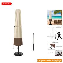 600D Oxford Parasol Cover with Zipper - Fits 7ft-10ft Umbrellas, Beige &amp;... - $58.36