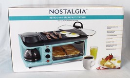 Nostalgia Electrics 50s-Style Breakfast Station Coffee Maker Toaster Oven Blue - £75.91 GBP
