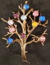 Sterling Silver Tree Pin / Brooch Different Colored Gemstones on the Bra... - £31.92 GBP