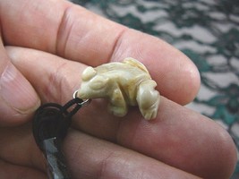 (an-frog-9) FROG gray Picasso MARBLE carving Pendant NECKLACE FIGURINE g... - $7.70