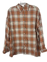 Max Studio Womens Button Up Shirt Size Small Orange Plaid Long Sleeve - $15.29