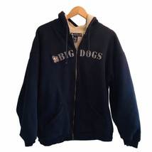 Big Dogs Hoodie Spellout Men XL (28x25) Blue Fleece Sweater Jacket Full Zip Coat - £30.40 GBP