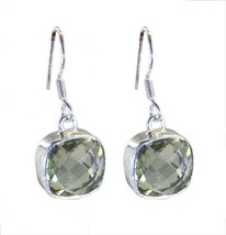 fine Green Amethyst 925 Sterling Silver Green Earring genuine gemstones US gift - £16.51 GBP