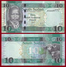 South Sudan P12b, 10 Pounds, Dr John de Mabior / buffalos, pineapple UNC... - £1.15 GBP