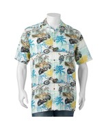 Newport Blue Day Rider Button Down Shirt Motorcycle Map Palm Tree Print ... - £10.25 GBP