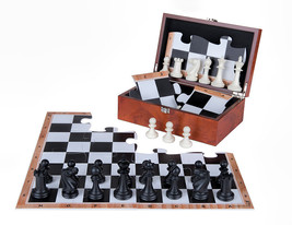 JigChess Chess Set - chess board jigsaw puzzle, chess pieces and wooden box - $46.60