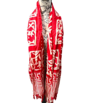 Vintage Polka Dot Abstract Boho Chic Shawl Wrap Red White Long Scarf 65” X 40” - £15.16 GBP