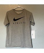 Nike Dri-Fit T-Shirt Youth XL Gray Athlete Big Center Swoosh Crew Neck P... - $21.86 CAD