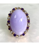 Vintage 14k Yellow Gold Lavender Jade Cocktail Diamond Amethyst Ring - $9,600.00