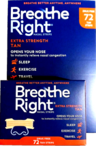 Breathe Right Extra Strength Tan Nasal Strips 72 Tan Strips New EXP 10/2029 - $29.54