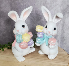 Easter Bunny Rabbit Bunnies Macaron Macaroon Pastel Figurines 6.5&quot; Decor 2 Pc - $29.99