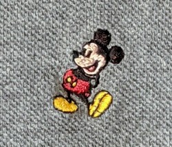 Disney Mens Polo Shirt Embroidered Mickey Mouse Gray Short Sleeves 100% Cotton L - $8.86