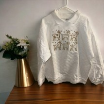 Vintage Crazy Shirt Hawaii Collared Sweater Long Sleev SIZE Large Reindeer White - £30.92 GBP
