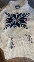 Vintage  Ralph Lauren Hand Knit Snowflake Pullover Sweater L Cotton ski - £87.27 GBP