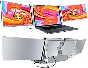 Triple Portable Monitor For Laptop, 14&#39;&#39; Fhd 1080P 16:10 Usb-C Laptop Sc... - $405.99